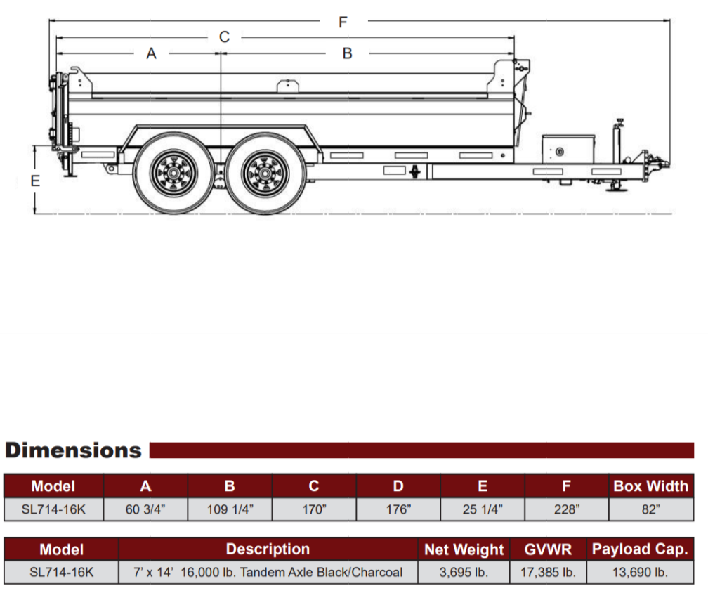 2025 Southland SL714-16k 8-ton Dump Trailer